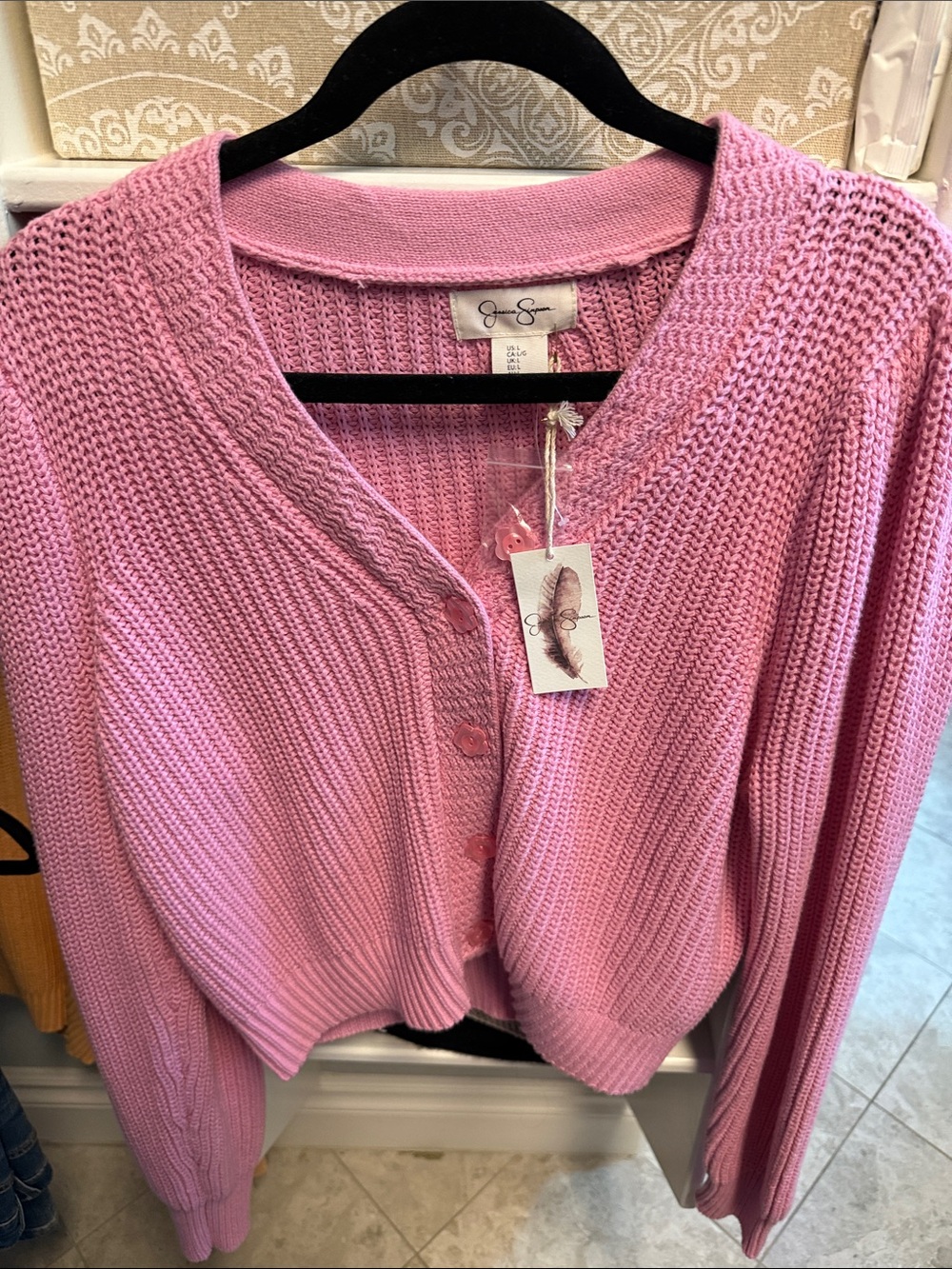 Jessica Simpson Soft Pink Button-Up Knit Cardigan